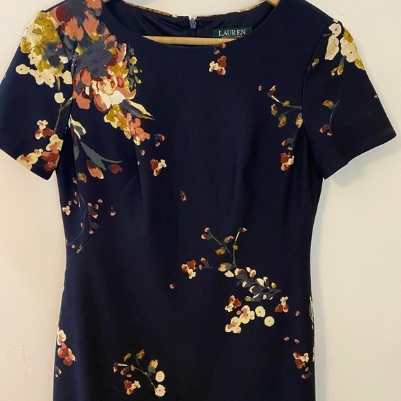 Lauren Ralph Lauren Navy Floral Short Sleeve Fit and Flare Dress - Picture 6 of 8